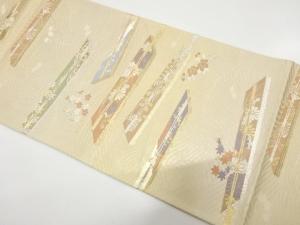 扇に花・古典柄織り出し　袋帯